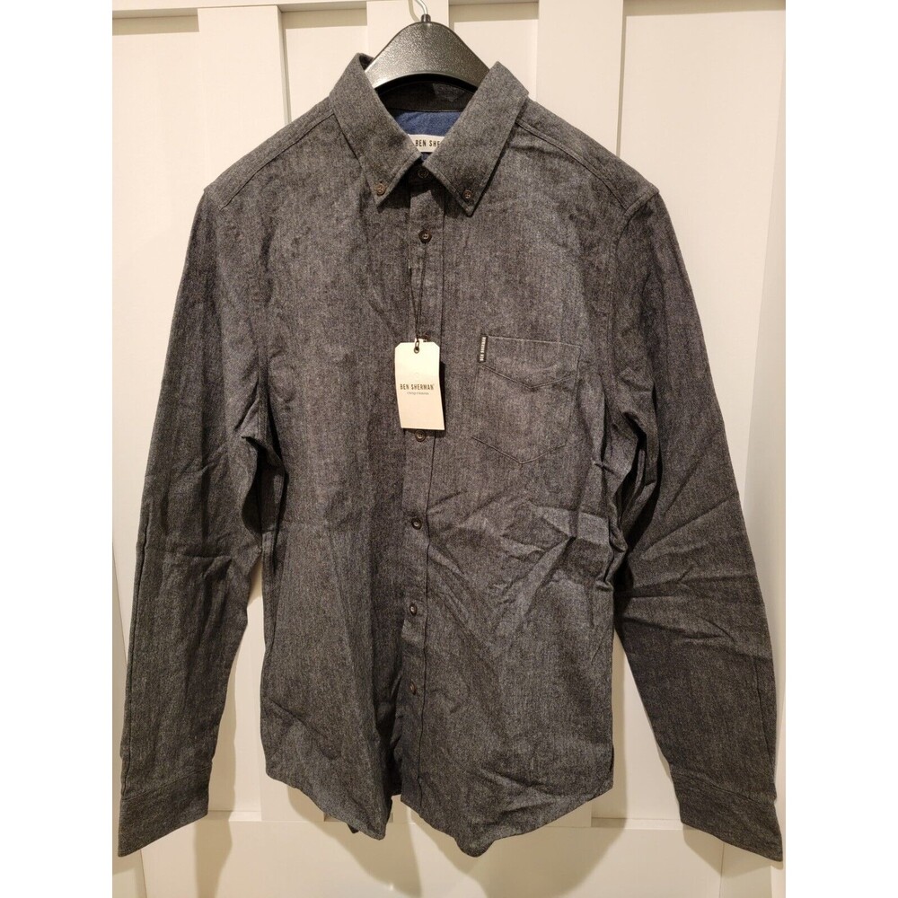 NEW w/ Tags Ben Sherman Mens Graphite Grey LS Button Up Size Small MSRP: $89.00